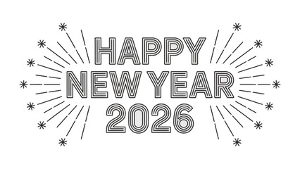 Obraz premium Happy New Year 2026: Festive greeting celebrating the dawn of 2026, with radiant fireworks, marking a time of fresh beginnings and optimistic anticipation.