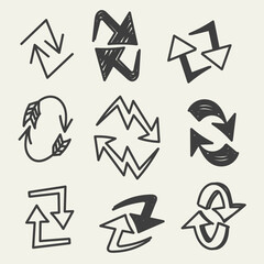 hand drawn doodle circular arrow collection