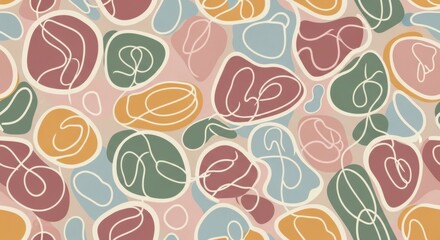 Colorful abstract pattern featuring interconnected organic shapes