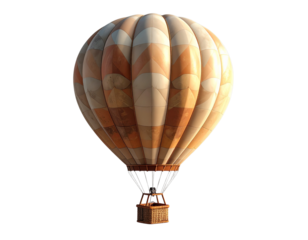 3D Render of a Modern Hot Air Balloon, isolated on a transparent background.