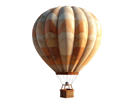  3D Render of a Modern Hot Air Balloon, isolated on a transparent background.