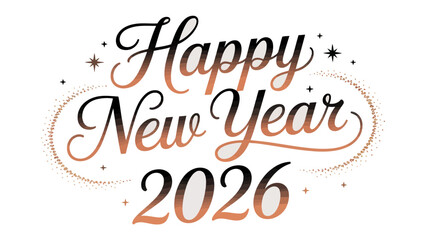 New Year Celebration 2026: A visually stunning greeting card design for the New Year 2026 with elegant lettering and festive decorations, offering a cheerful atmosphere for the upcoming year.