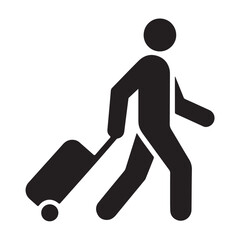 Minimal Traveler Icon – Vector Person with Rolling Suitcase Symbol vector
