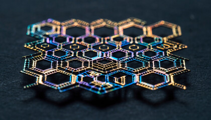 Digital Christmas tree decorations on a green circuit board with microchip components for an abstract tech holiday display