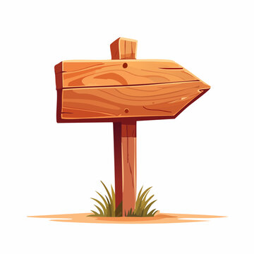 Wooden Arrow Signpost Pointing Right with Textured Grain and Grass.