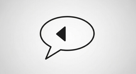 Speech bubble with a leftpointing arrow icon, representing rewind or previous action in digital communication and media interfaces