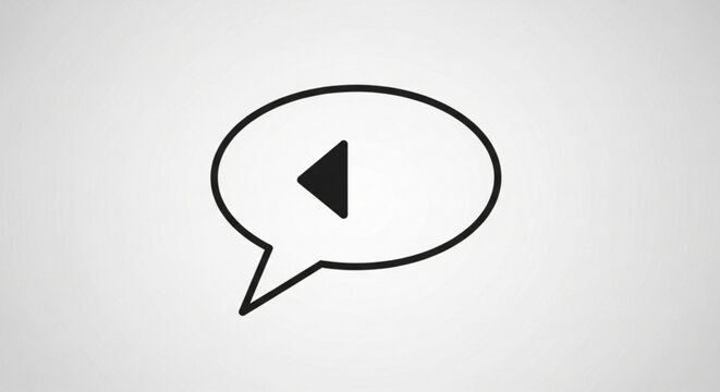 Speech bubble with a leftpointing arrow icon, representing rewind or previous action in digital communication and media interfaces