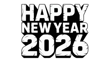 New Year 2026: A bold and contemporary design wishing a very Happy New Year. The typography is modern, clean, and optimistic. The image is perfect for new year greetings and celebrations.
