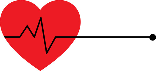 Red heart with ekg line and pulse symbol
