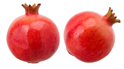 Two pomegranates isolated, transparent PNG, PNG format, fresh, cut out
