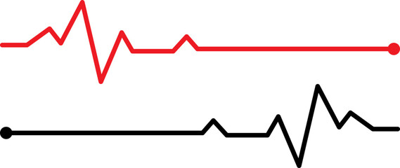 Two heartbeat ekg lines one red one black