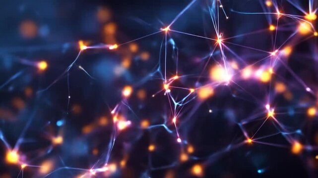 Abstract digital network connections with glowing dots and lines - Powered by Adobe