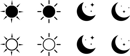 Simple sun and moon icons with stars © MOHAMMAD RABBI