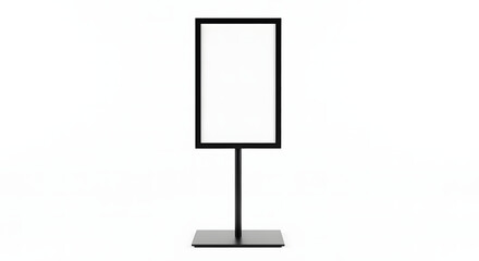 Black metal sign holder stand isolated on transparent background