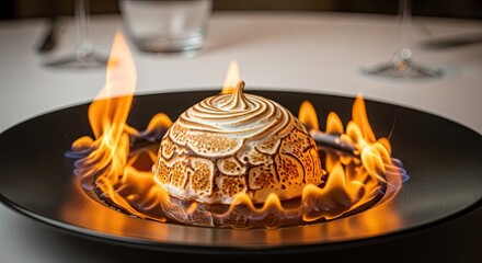 A Flamboyant Dessert Creation Ignites the Senses with Fiery Display