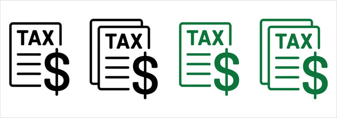 Navigate tax season confidently with these simple financial icons, representing deductions, payments, and returns, perfect for blogs and financial guides.
