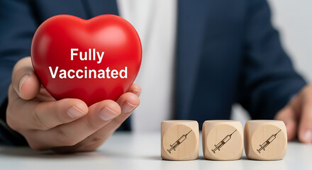 Promoting Health and Safety Individual Displays 'Fully Vaccinated' Heart, Symbolizing Immunization and Protection
