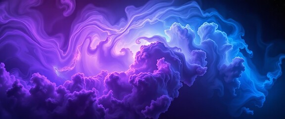Obraz premium Swirling clouds of cosmic gas in hues of purple and blue, illuminated by starlight, gas cloud, cosmos
