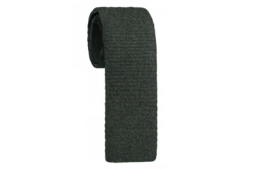 Dark green knit tie on transparent background. Formal menswear accessory representing style, elegance, and fashion