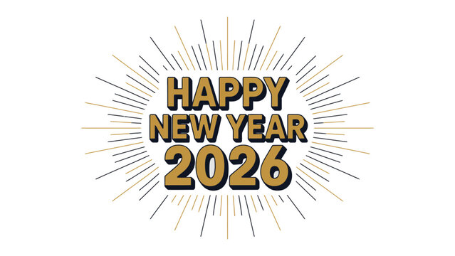 Festive New Year 2026 Typography: An eye-catching graphic spells out 'HAPPY NEW YEAR 2026' in a stylish font. It conveys the excitement and promise of a fresh beginning.