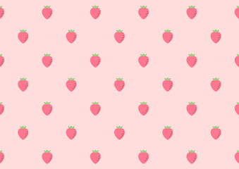 可愛らしい苺・手描き風ストロベリーの連続背景