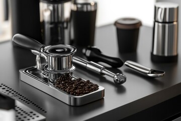 Coffee preparation process modern kitchen still life minimalist design close-up artistry in brewing