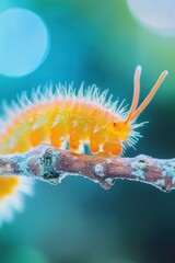 Caterpillar crawling on branch forest habitat macro photography vibrant colors close-up nature's marvels