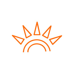 Fototapeta premium A vibrant orange line art icon depicting a stylized rising sun or sun crown, representing warmth, energy, and new beginnings, presented as a clean and modern graphic element isolated on