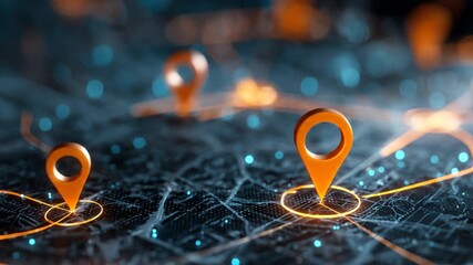 Abstract map with location markers and digital lines in futuristic style - Powered by Adobe