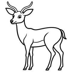 Stylized black and white illustration of a gazelle standing gracefully isolated on white background