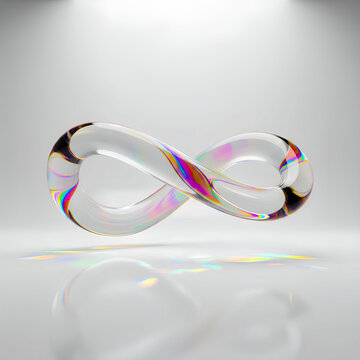 Prismatic Glass Infinity Symbol on White Background