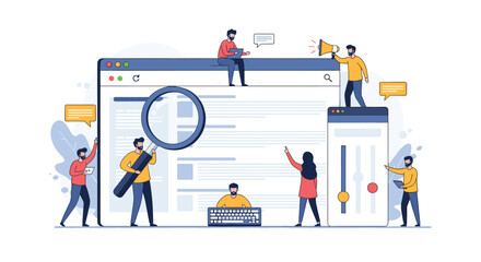 Vibrant team working together to improve SEO and online marketing strategies with dynamic collaboration for successful digital campaigns