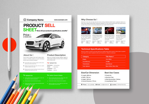Car Product Sell Sheet Design