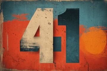 Bold Vintage Numbers on Textured Wall with Colorful Background