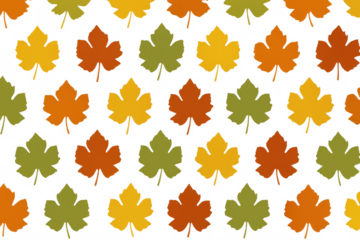 Autumn grape vine leaves creating a seamless fall pattern, vibrant seasonal foliage on transparent background