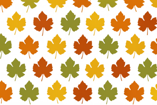 Autumn grape vine leaves creating a seamless fall pattern, vibrant seasonal foliage on transparent background