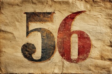 Vintage Number Fifty-Six on Weathered Paper Background