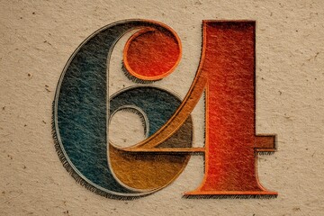 Colorful Vintage Number 64 with Artistic Flair on Textured Background