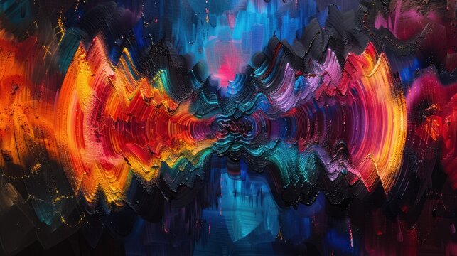 Vibrant Sound Spectrum: A stunning visual representation of sound waves, pulsating with a kaleidoscope of colors, evoking a sense of rhythm and energy.