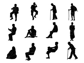 Silhouette of people doing various activities. Vector illustration. Used for illustration work.