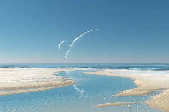 Tranquil Beach Landscape With Crystal Clear Water - Powered by Adobe