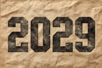 Vintage textured background with bold numbers representing the year 2029