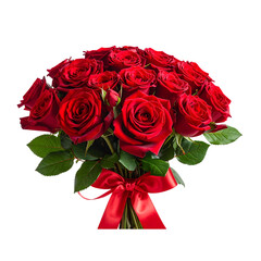Obraz premium Untitled design - bouquet of red roses with ribbon isolated on a transparent or white background, png