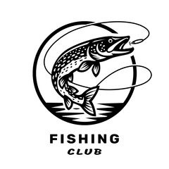 Fishing club logo with an image of a pike.
