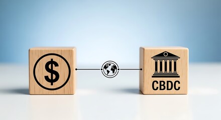 Central bank digital currency cbdc concept with dollar symbol and globe connecting to bank building