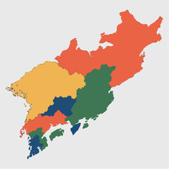 Colorful Map of Russian Far East Regions.