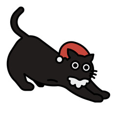 Lazy cat with Santa Claus hat