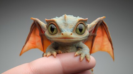 A baby dragon with wings. Illustration based on films, fairy tales, fantasy, and animals.