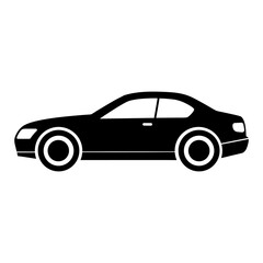 Black Car Silhouette Vector Illustration on White Background.