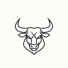 Elegant Line Art of a Bull Head Perfect for Logos, Icons, and Branding Designs
